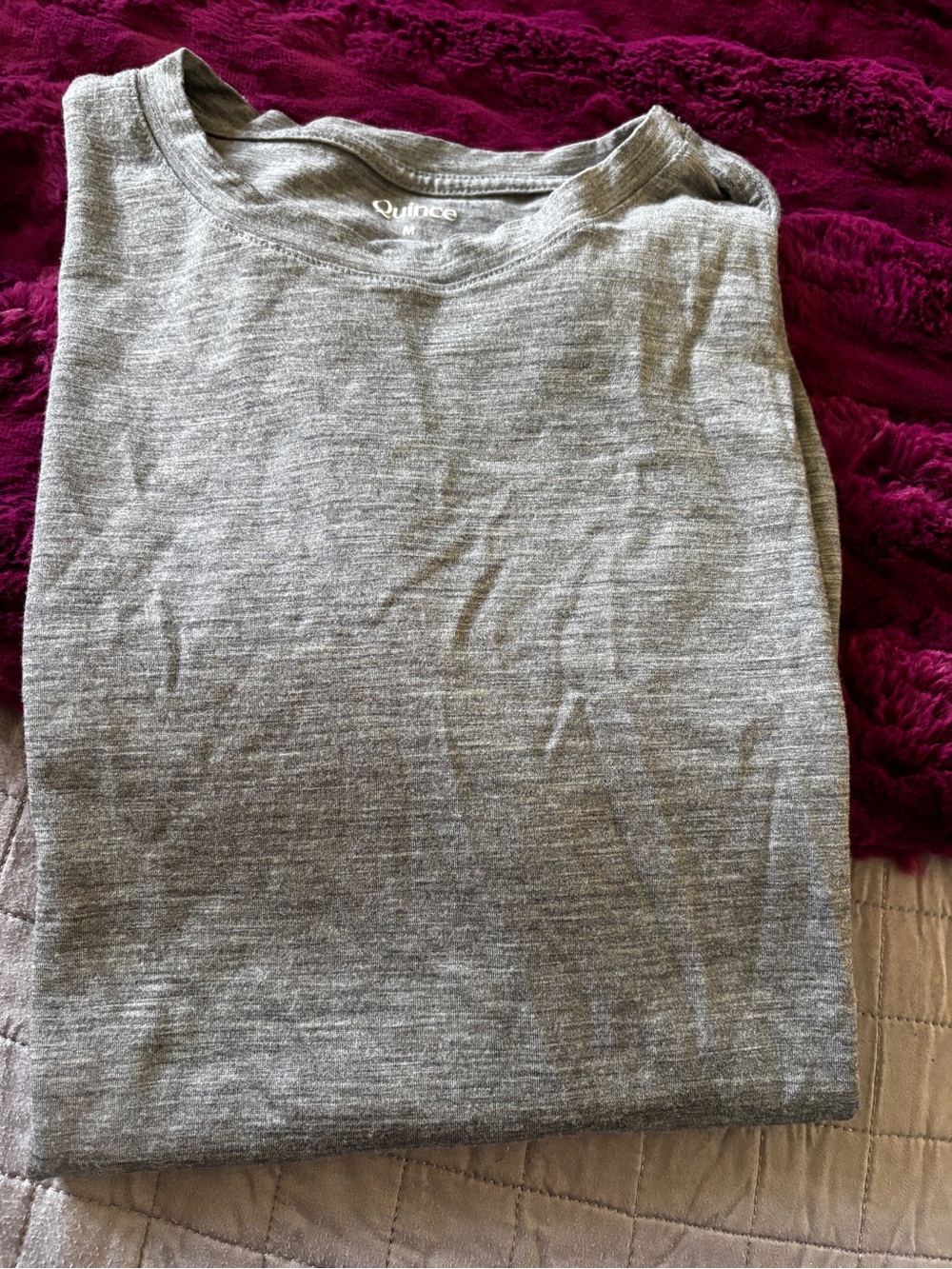 Quince Men's Medium merino wool performance Crewneck  - Gray